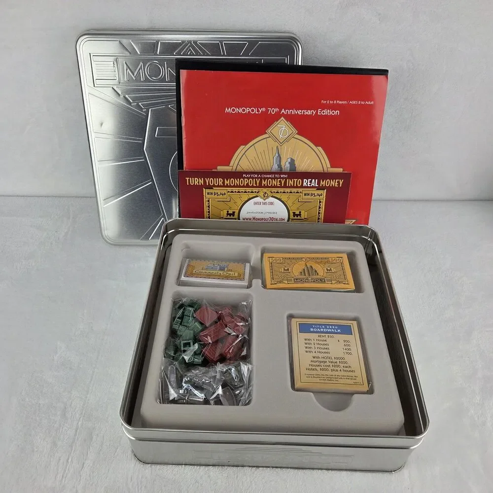 Monopoly 70th Anniversary Edition Tin Board Game 2005 Complete Parker Bros
